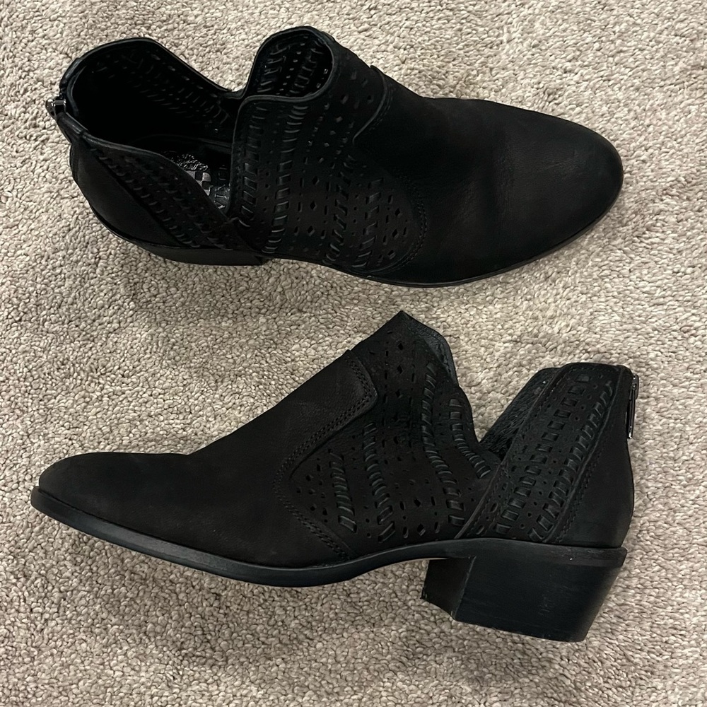 Vince Camuto Black Prasata Cutout Leather Ankle Bootie